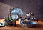 Round galvanised steel tray with wood handles by Drummond, view 9
