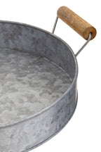 Round galvanised steel tray with wood handles by Drummond, view 15