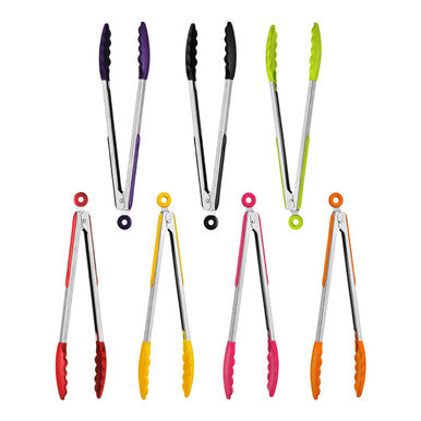 Black silicone and stainless steel tongs by Zing, view 5