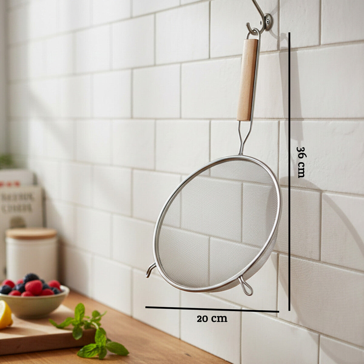 Medium sieve with wooden handle by Zenigo, view 6