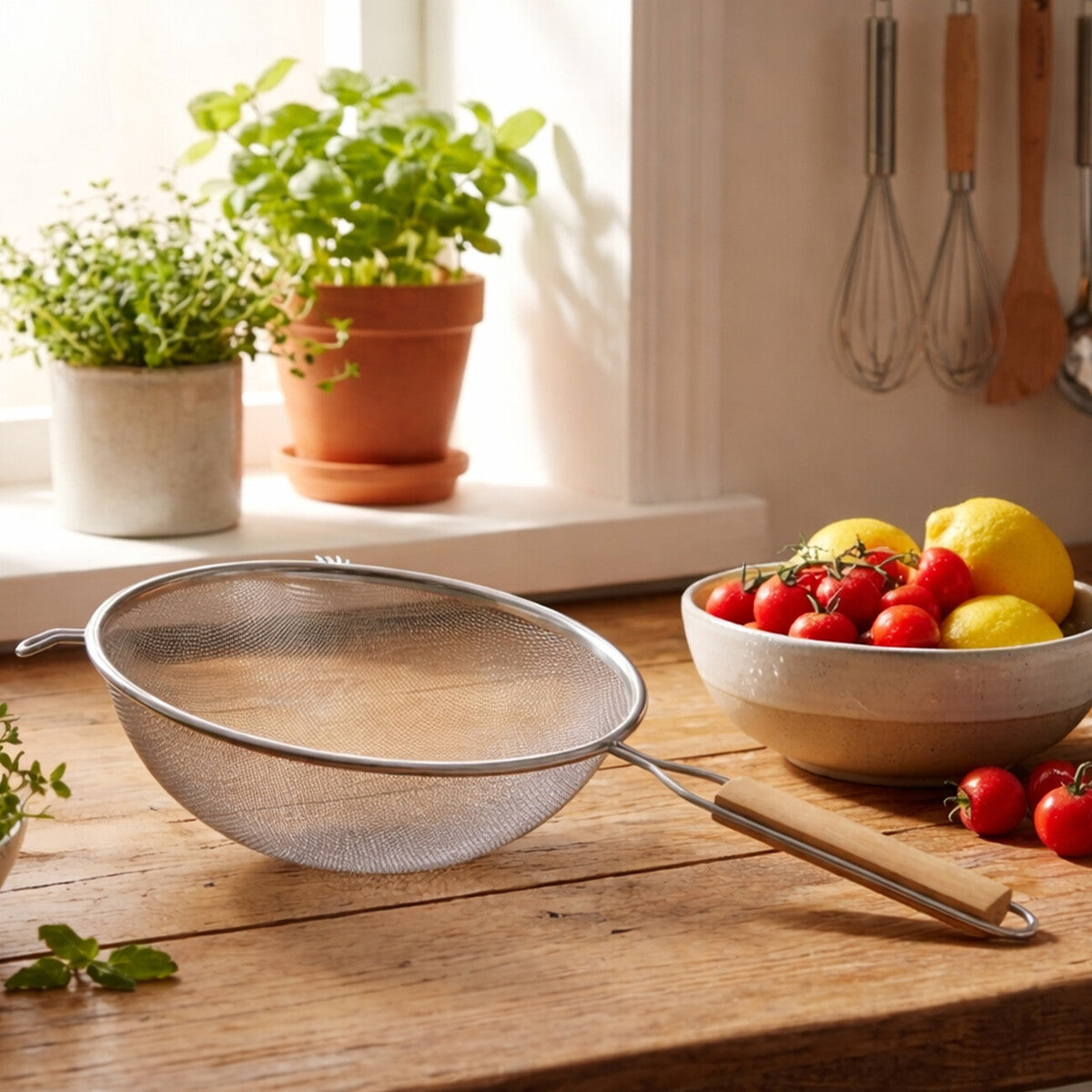 Medium sieve with wooden handle by Zenigo