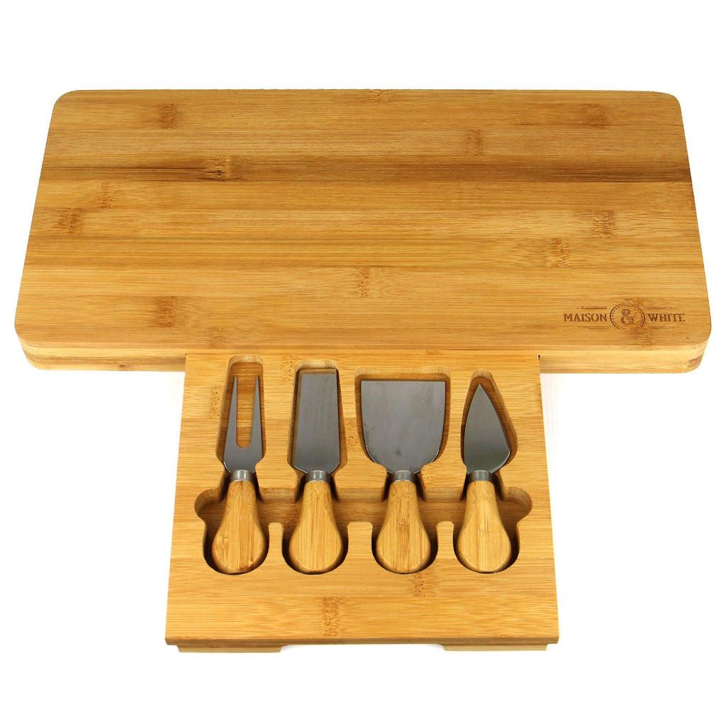 Bamboo cheese board with knife drawer by Maison & White, view 3