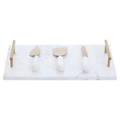 Marina White & Gold Cheese Board Set by Orsina