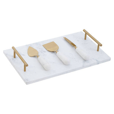 Marina White & Gold Cheese Board Set by Orsina