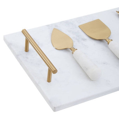 Marina White & Gold Cheese Board Set by Orsina