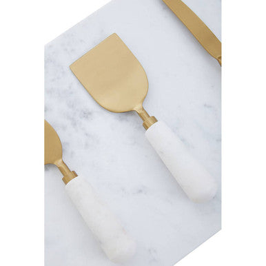 Marina White & Gold Cheese Board Set by Orsina