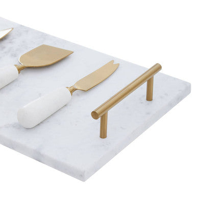 Marina White & Gold Cheese Board Set by Orsina