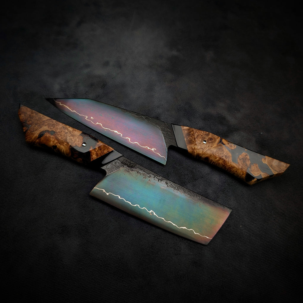 Handmade 120mm Lightning Nakiri by KWB Knives, view 21