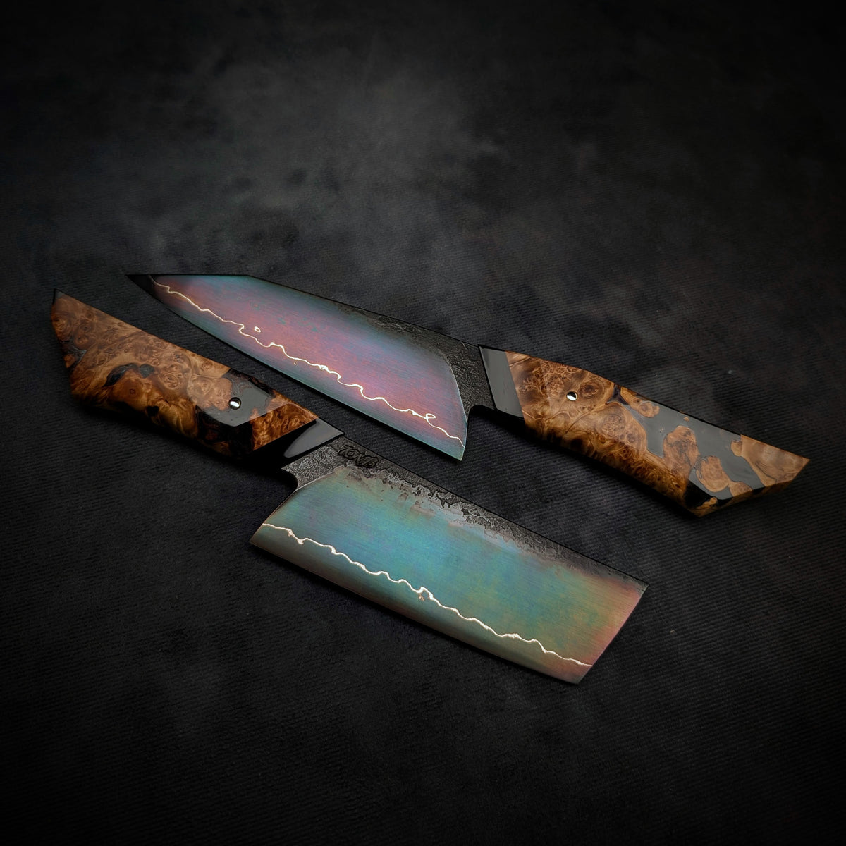 Handmade 120mm Lightning Nakiri by KWB Knives, view 21