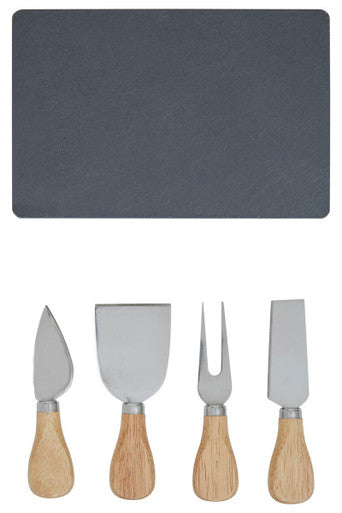 Carter Slate Board & 4 Piece Cheese Knife Set