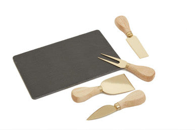 Carter Slate Cheese Board & Gold Knife Set