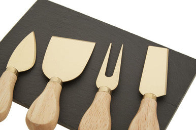 Carter Slate Cheese Board & Gold Knife Set