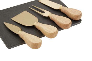 Carter Slate Cheese Board & Gold Knife Set