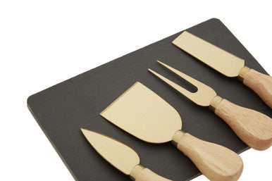 Carter Slate Cheese Board & Gold Knife Set