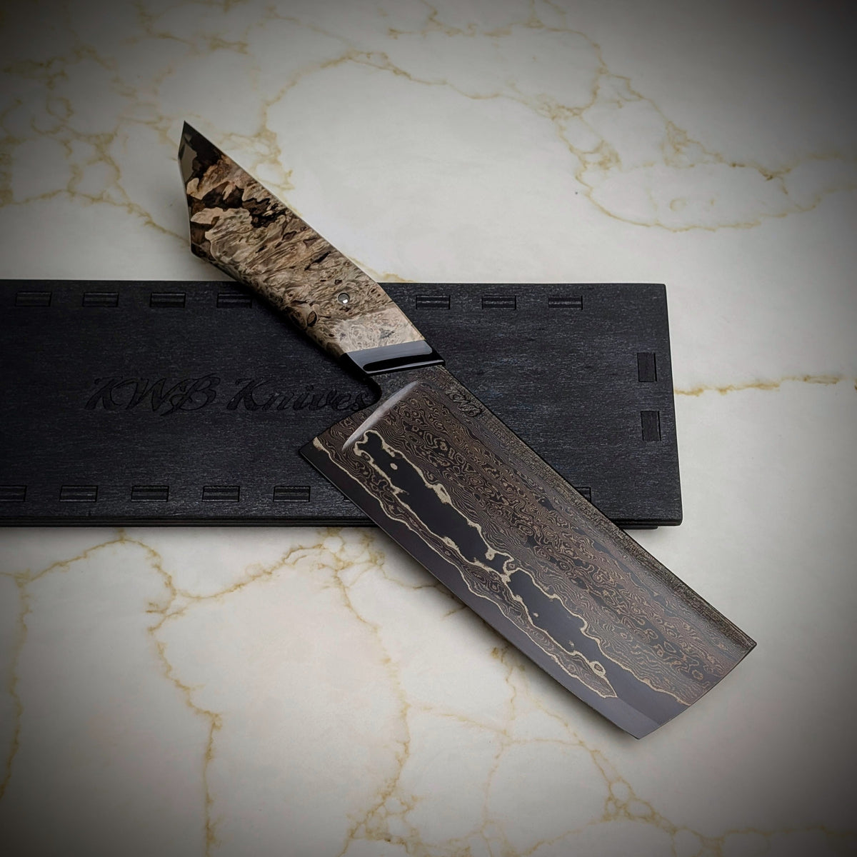Handmade 150mm Double Hollow Nakiri by KWB Knives