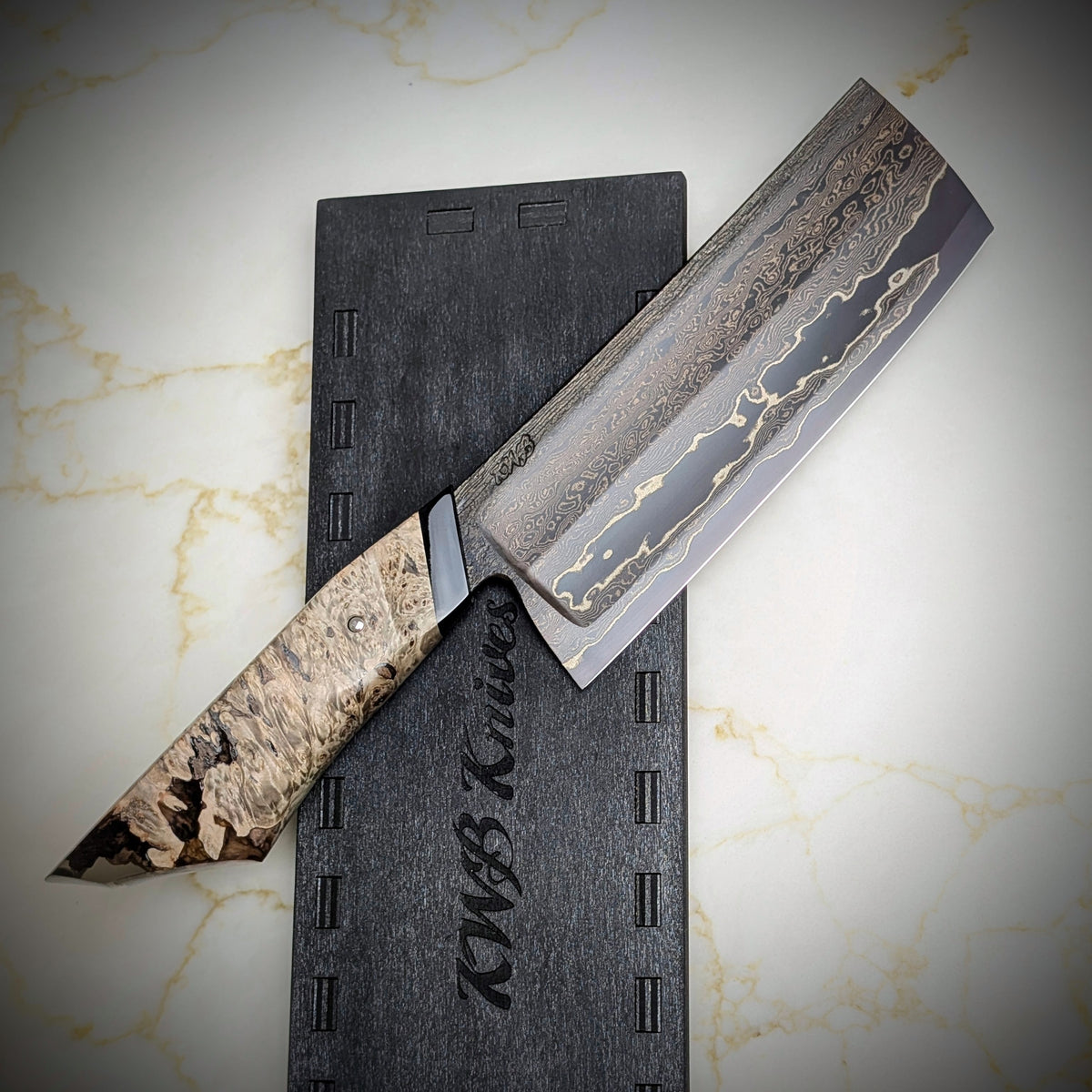 Handmade 150mm Double Hollow Nakiri by KWB Knives