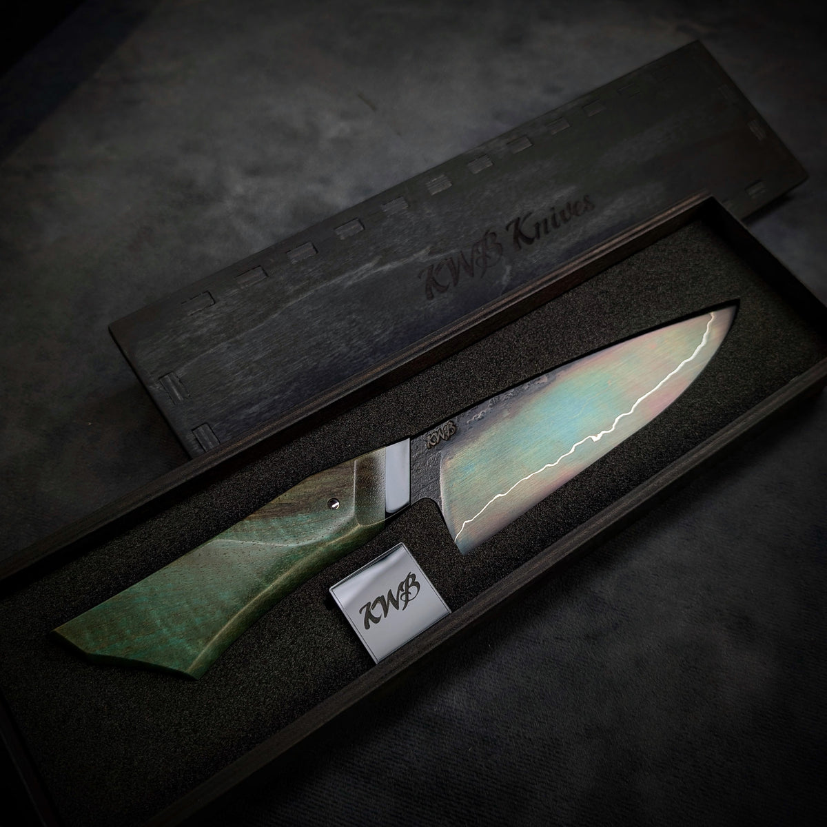 Handmade 170mm Sea Blue Utility Knife by KWB