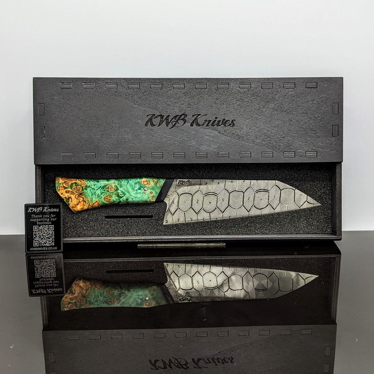 Handmade 185mm Mosaic Damascus Santoku by KWB