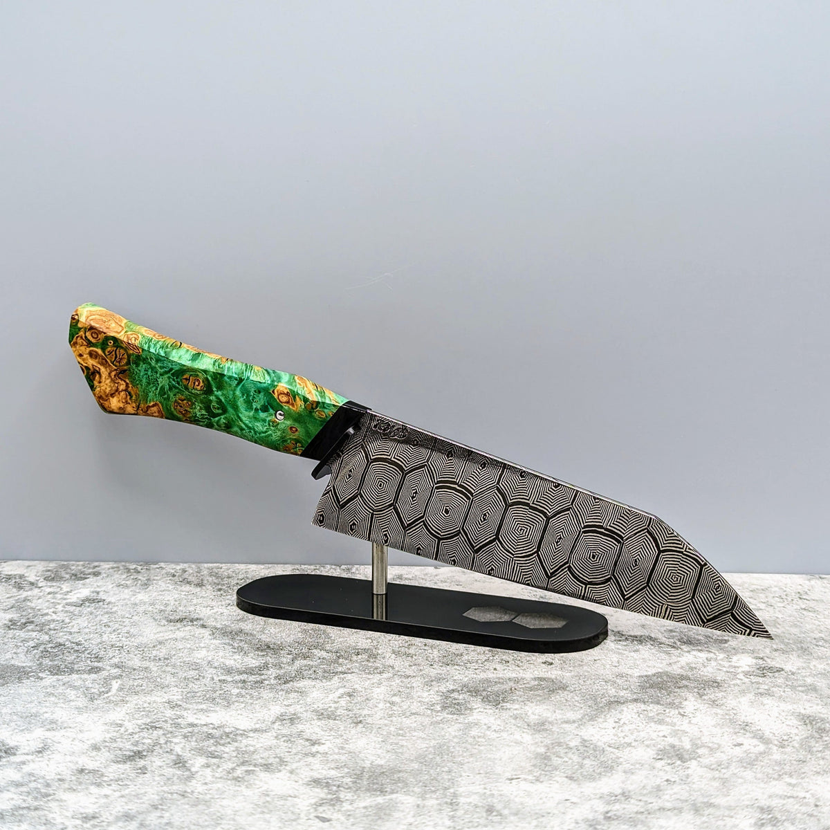 Handmade 185mm Mosaic Damascus Santoku by KWB