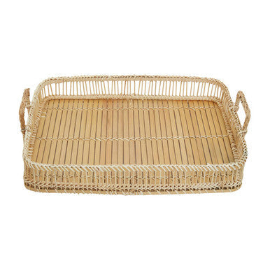 Natural rattan and bamboo rectangular tray by Ezell