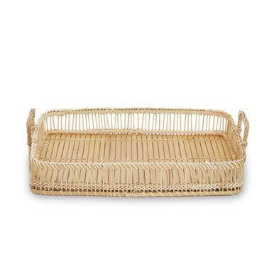 Natural rattan and bamboo rectangular tray by Ezell, view 2