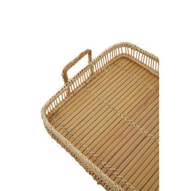 Natural rattan and bamboo rectangular tray by Ezell, view 5
