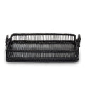Black rattan and bamboo rectangular tray by Ezell
