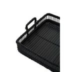 Black rattan and bamboo rectangular tray by Ezell, view 3