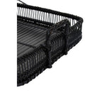 Black rattan and bamboo rectangular tray by Ezell, view 5