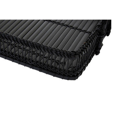 Black rattan and bamboo rectangular tray by Ezell, view 6