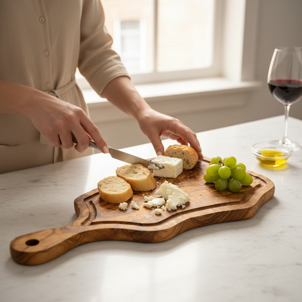 Olive Wood Meat Carving Board with Juice Groove