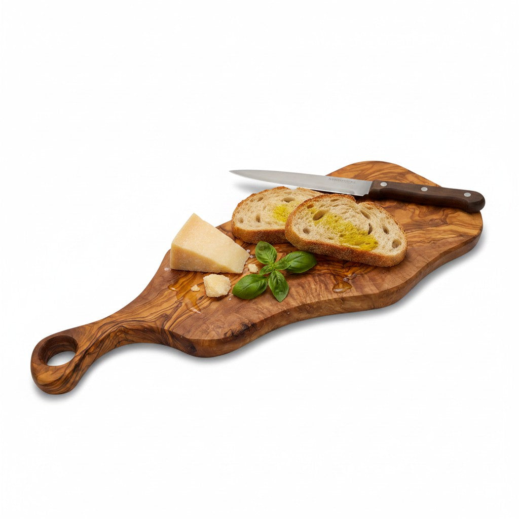 Olive Wood Charcuterie Paddle Board, live edge
