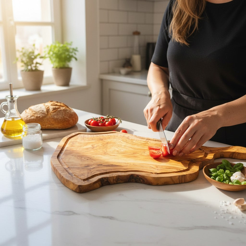 Olive Wood Meat Carving Board with Juice Groove