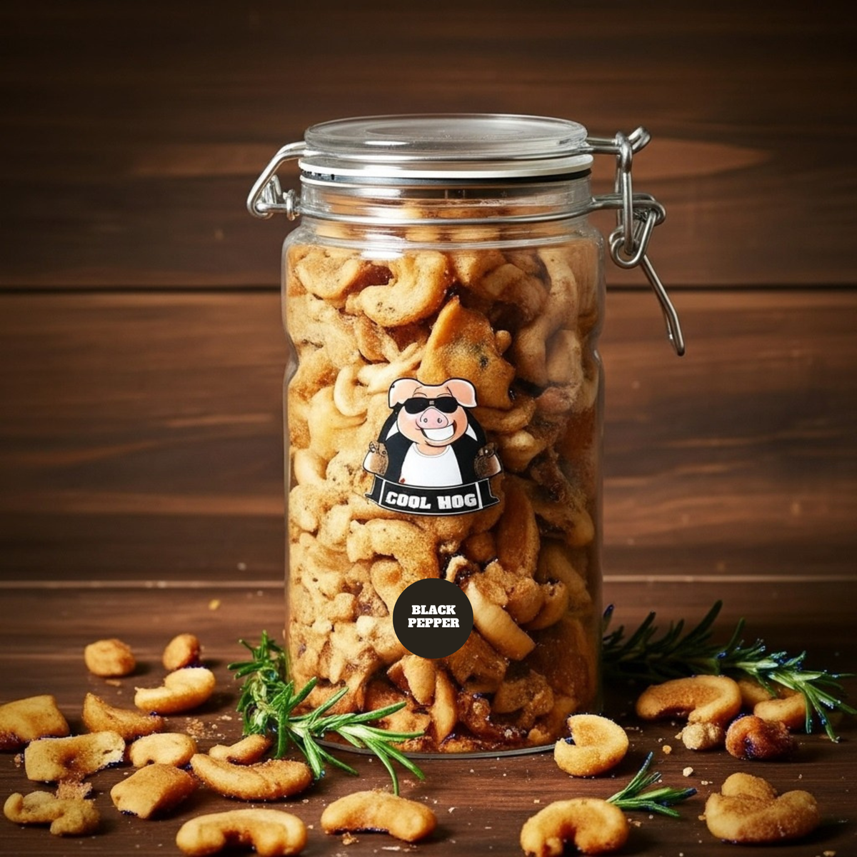 Salt & Pepper Pork Scratchings Jar by Cool Hog