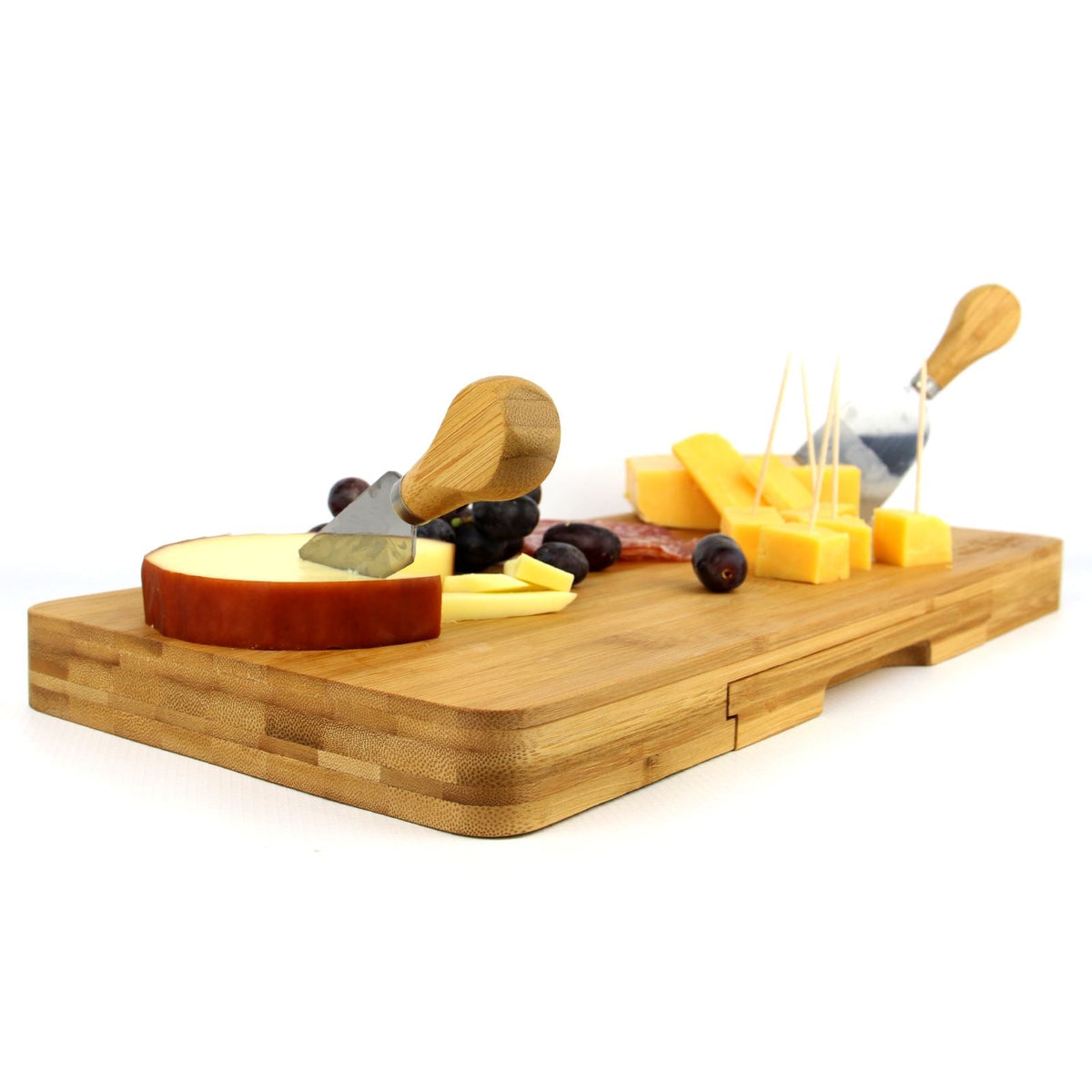 Bamboo cheese board with knife drawer by Maison & White, view 8
