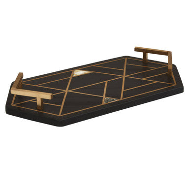Black slate tray with mother of pearl inlay by Oriana