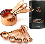 Copper measuring cups and spoons set