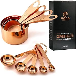 Copper measuring cups and spoons set