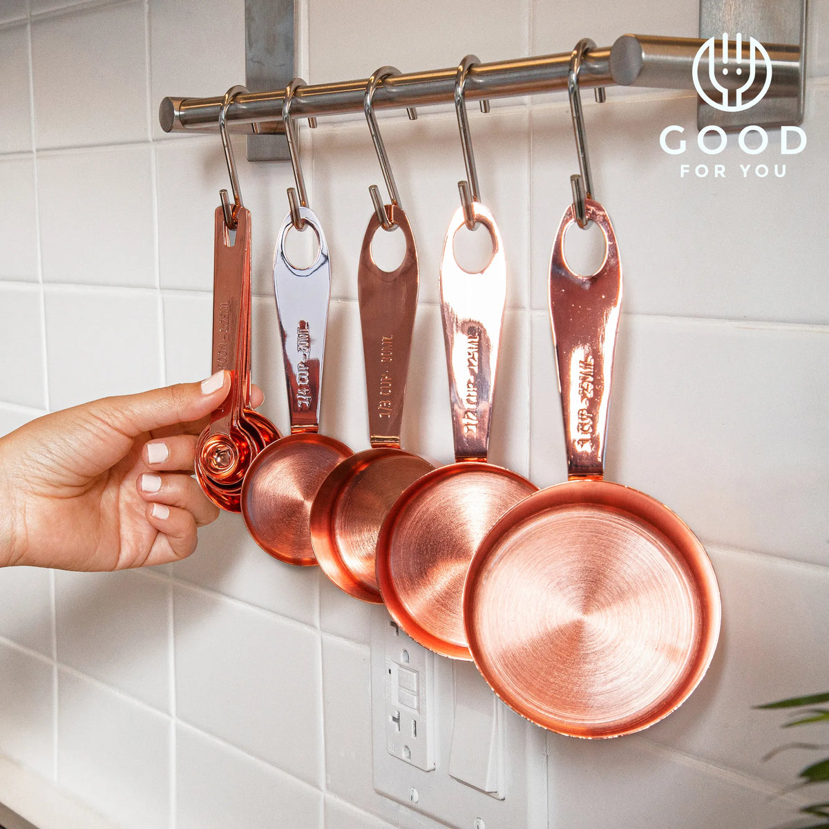 Copper measuring cups and spoons set, view 6