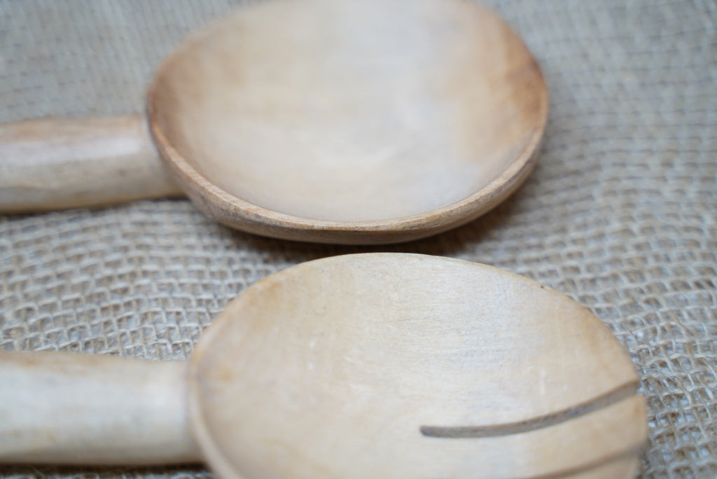 Kenya wooden salad servers with bone inlay, view 3