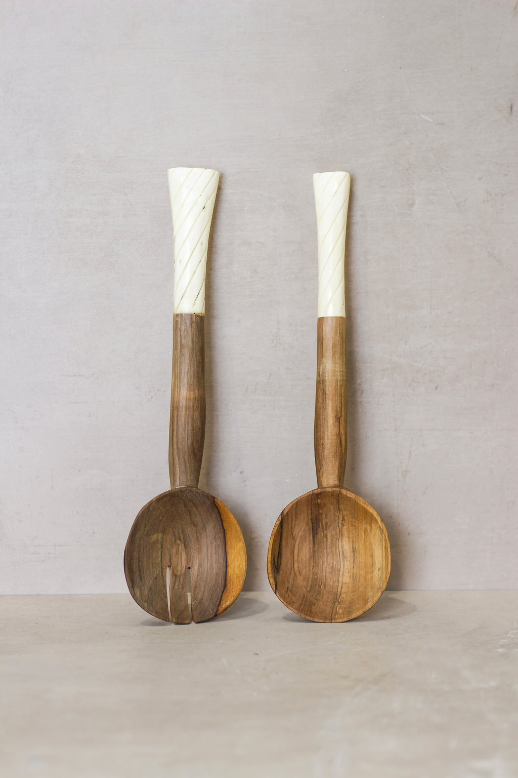 Handcarved wooden salad servers from Kenya