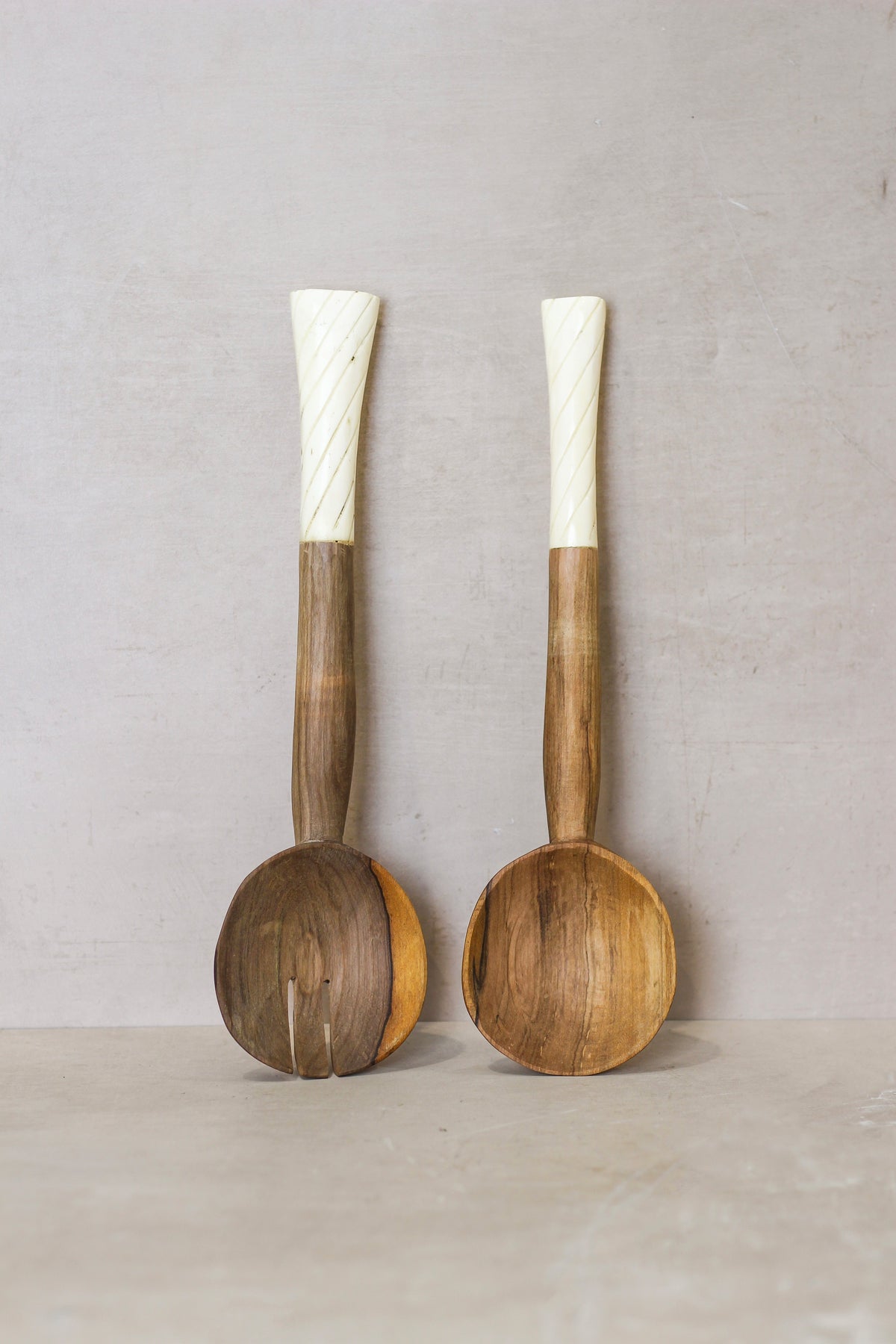 Handcarved wooden salad servers from Kenya