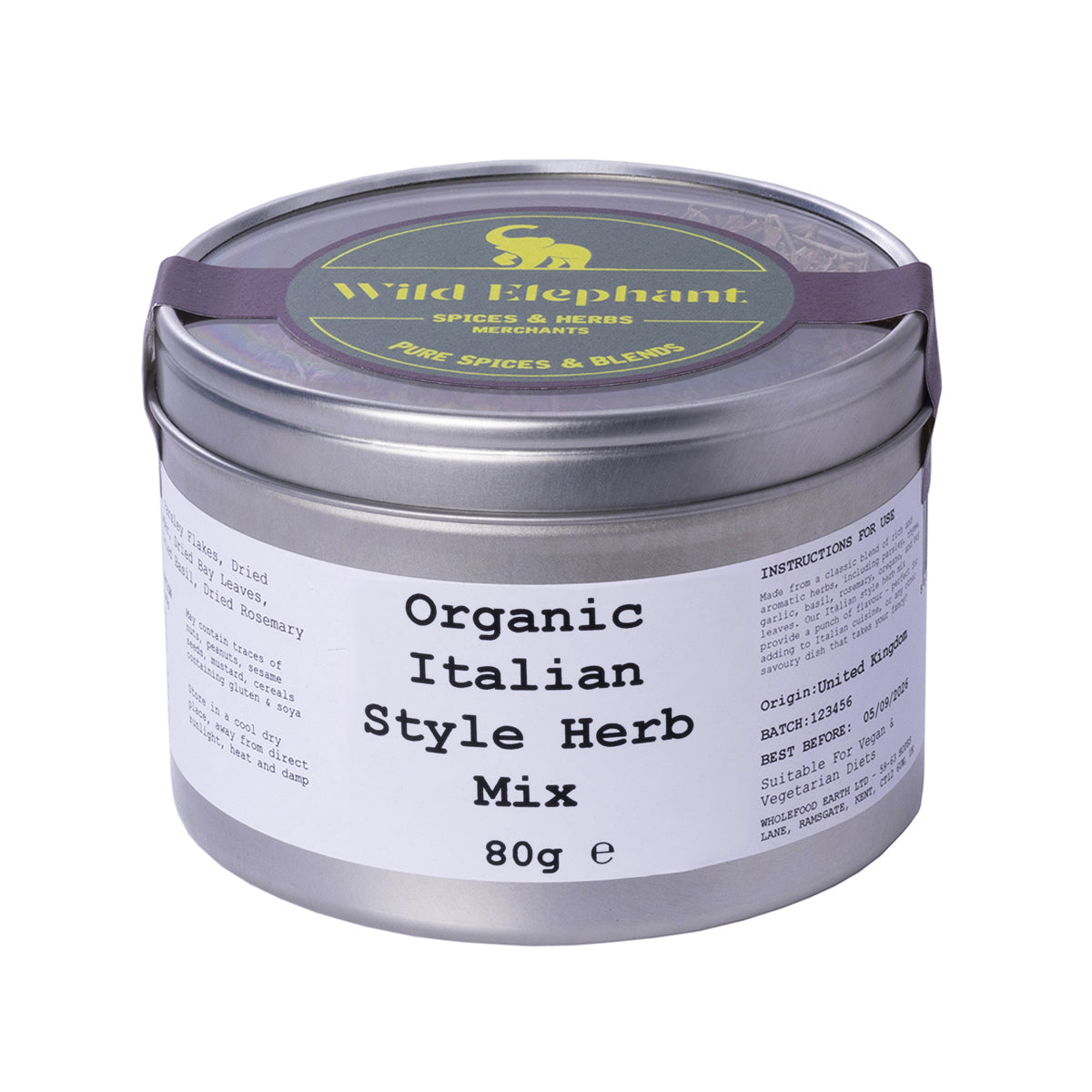 Organic Italian Style Herb Mix 80g by Wild Elephant
