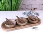 Karuna Mango Wood Bowl Set with Tray by Maravi
