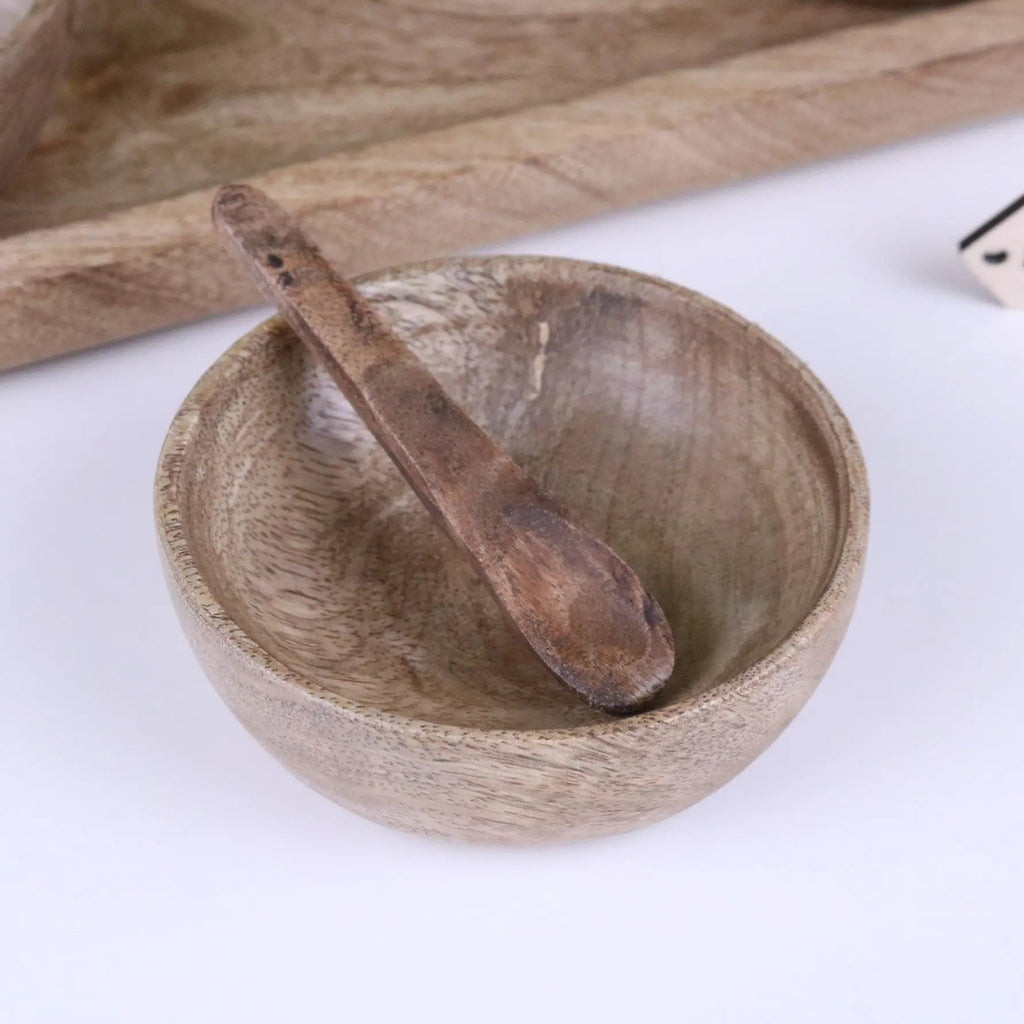Karuna Mango Wood Bowl Set with Tray by Maravi