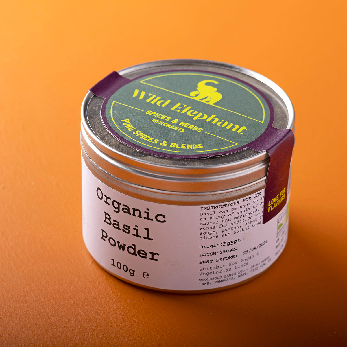Organic Basil Powder 100g by Wild Elephant, view 2