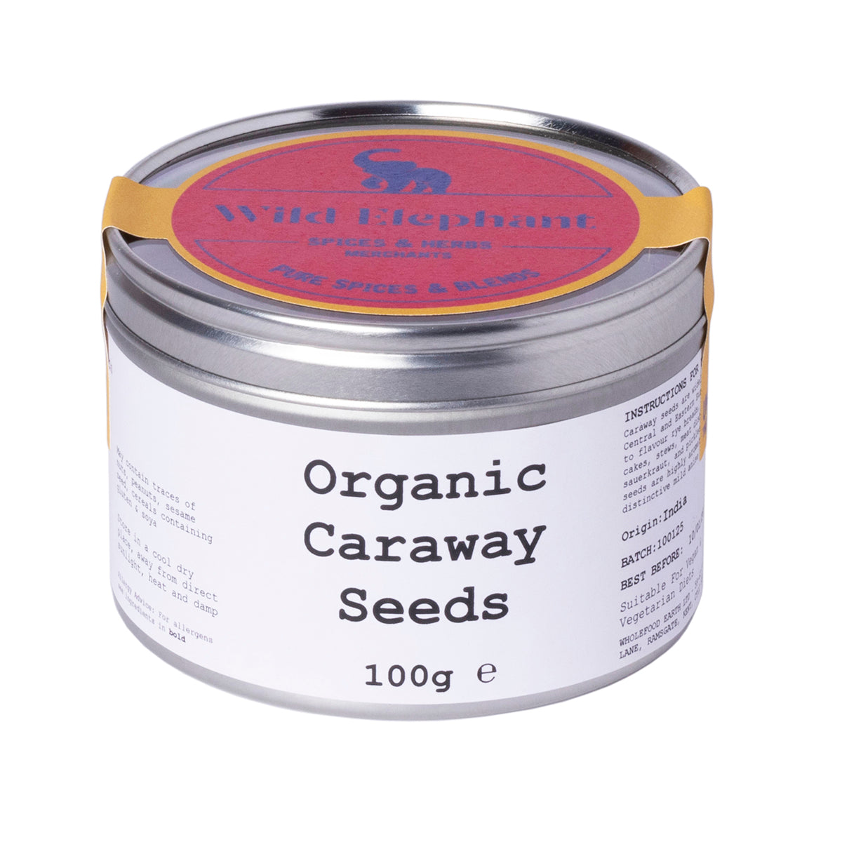 Organic Caraway Seeds 100g by Wild Elephant