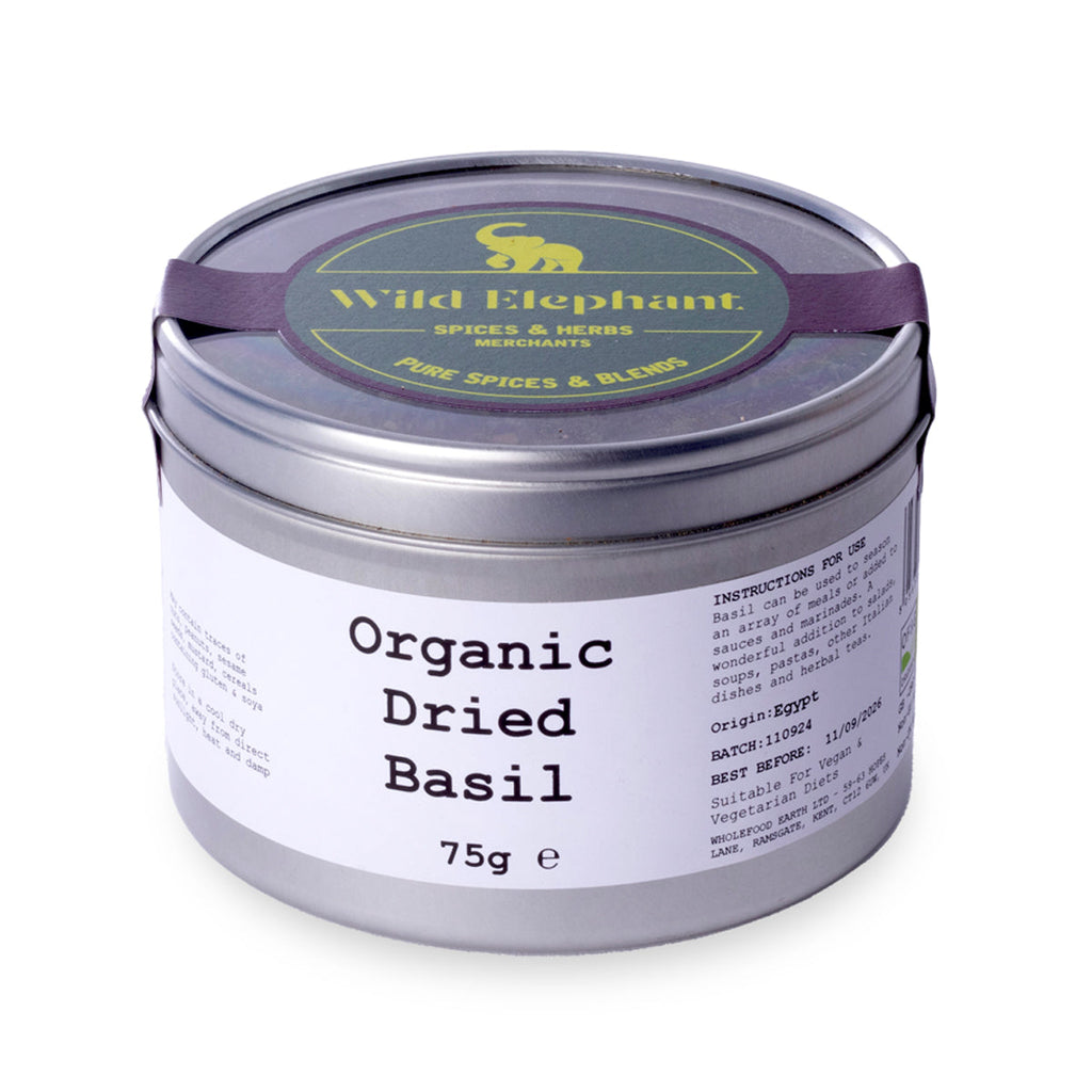 Organic Dried Basil 75g by Wild Elephant