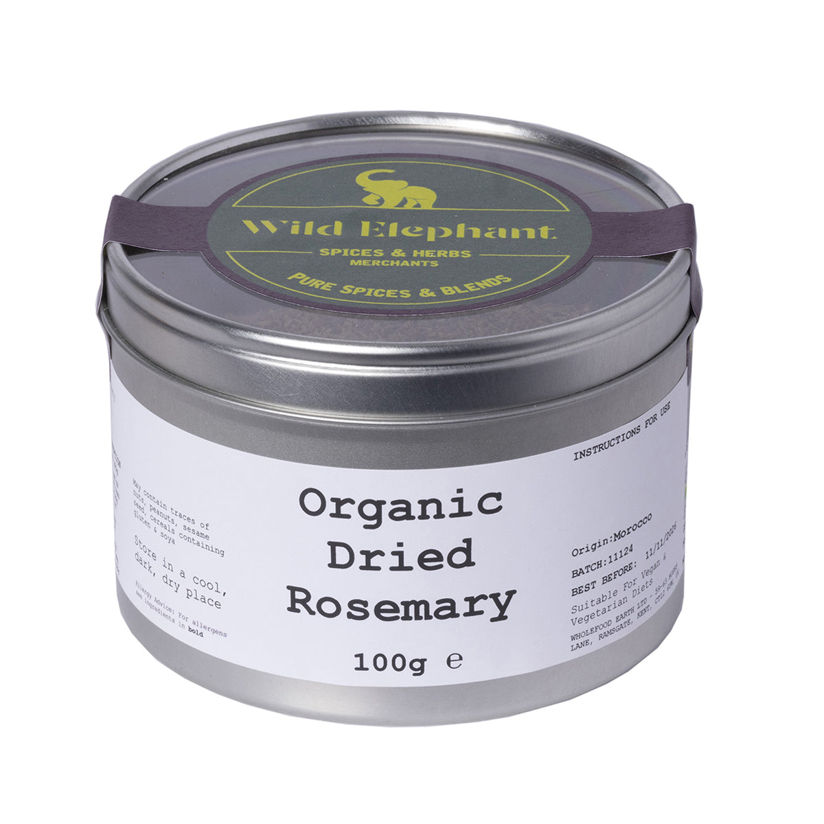 Organic Dried Rosemary 100g by Wild Elephant