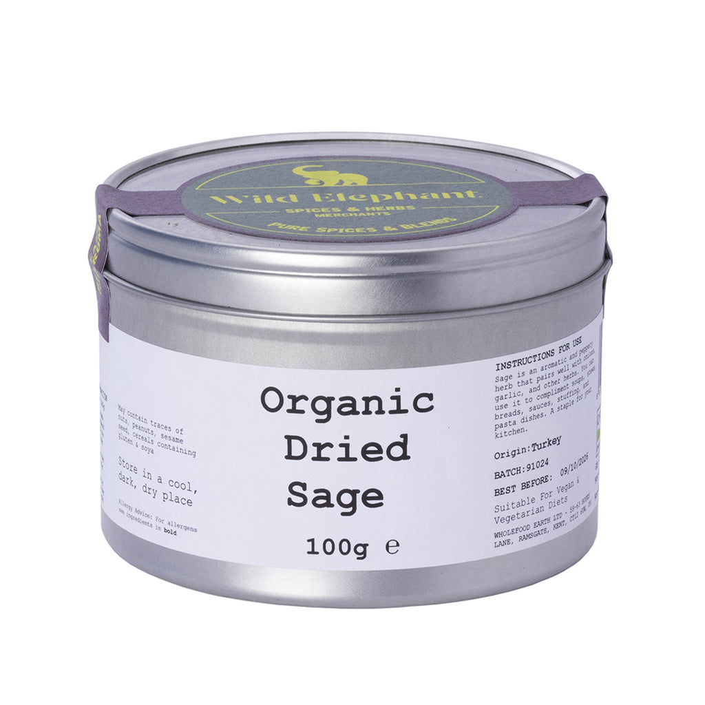 Organic Dried Sage 100g by Wild Elephant